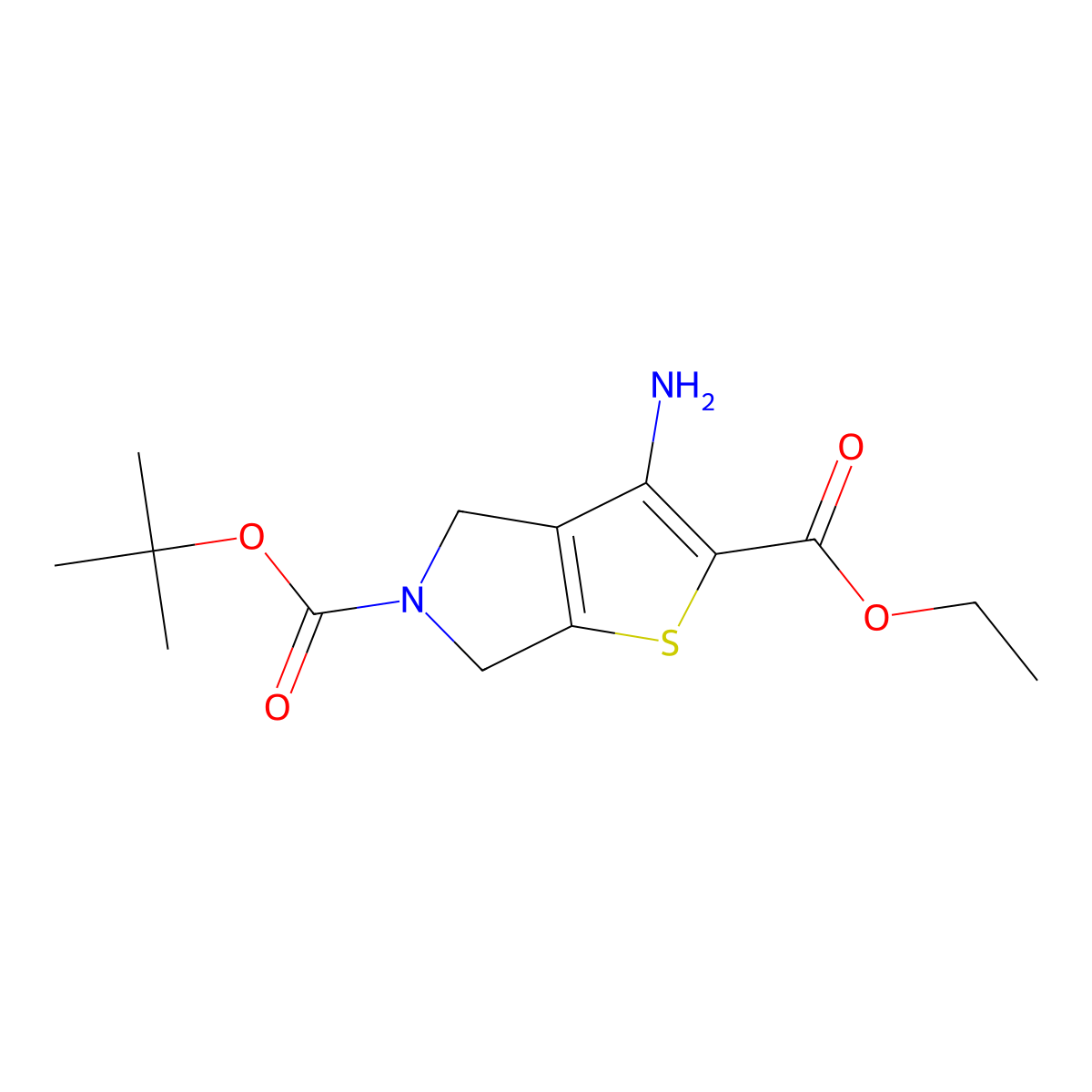 5-tert-Butyl 2-ethyl 3-amino-4H,5H,6H-thieno[2,3-c]pyrrole-2,5-dicarboxylate molecular structure, CAS 1823495-43-7