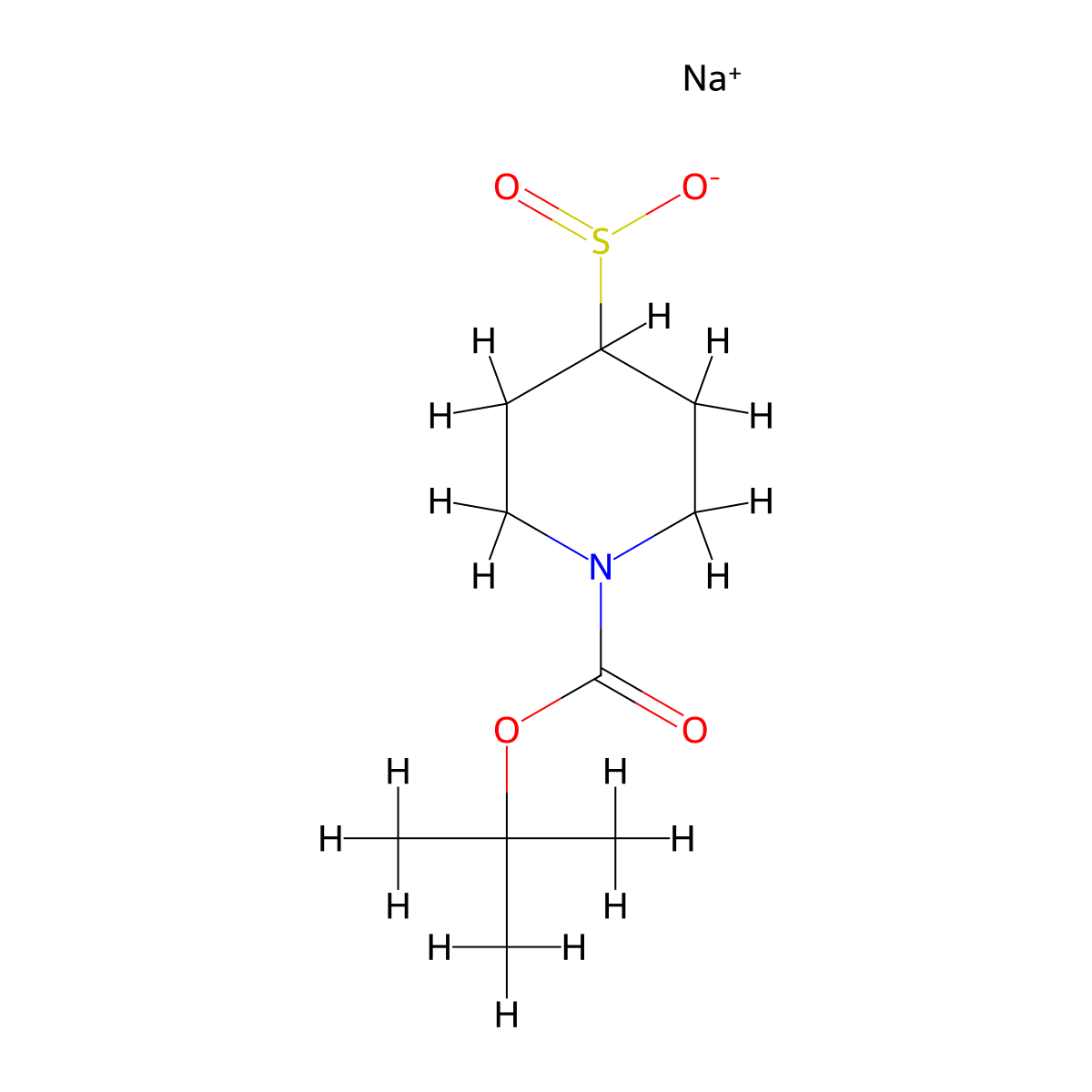 Sodium 1-[(tert-butoxy)carbonyl]piperidine-4-sulfinate molecular structure, CAS 1823496-21-4
