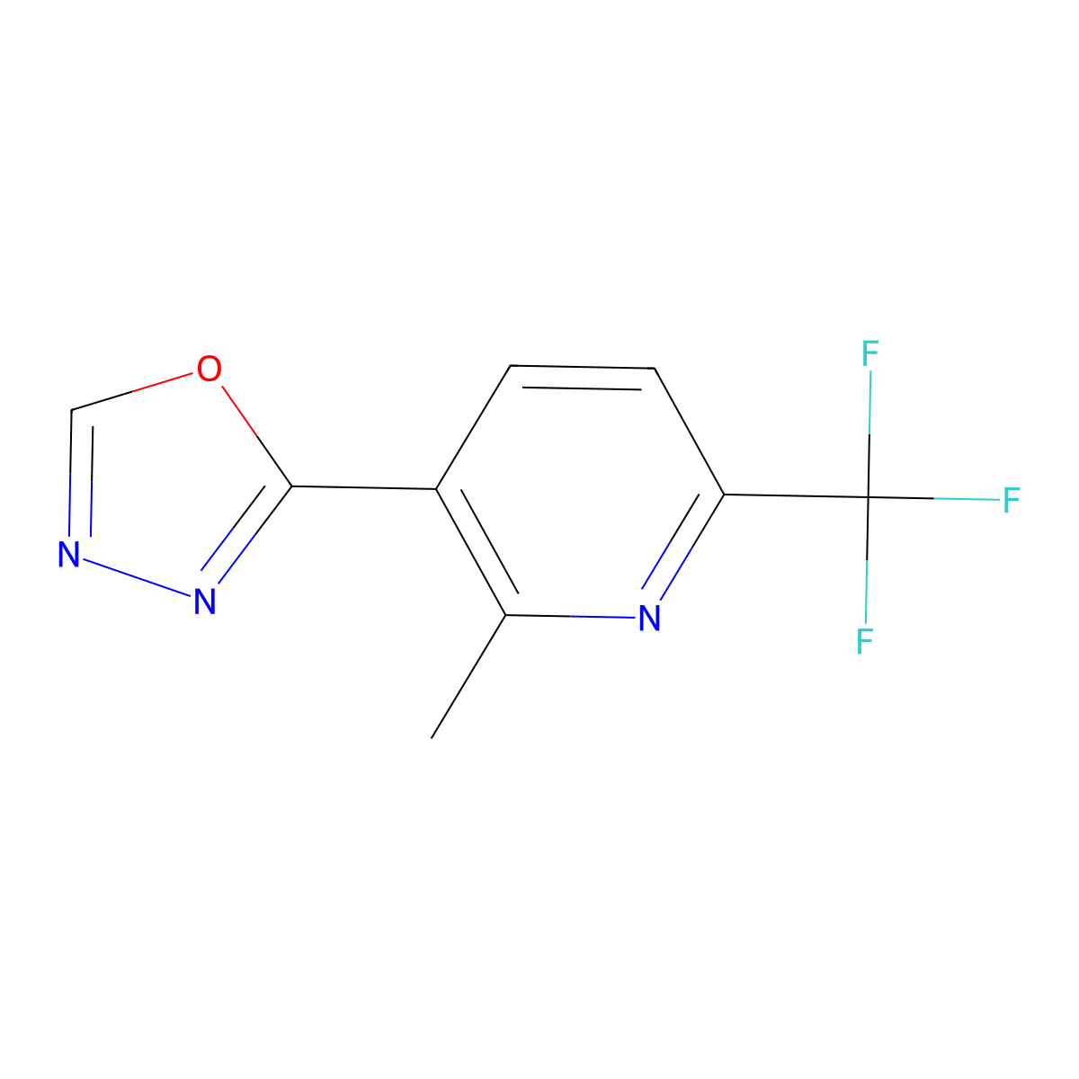 2-Methyl-3-(1,3,4-oxadiazol-2-yl)-6-(trifluoromethyl)pyridine molecular structure, CAS 1823496-56-5