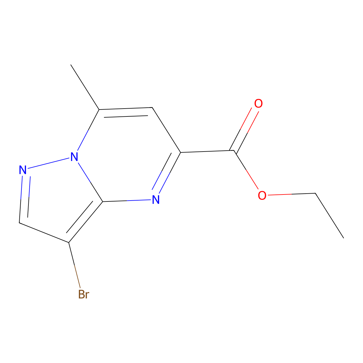Ethyl 3-bromo-7-methylpyrazolo[1,5-a]pyrimidine-5-carboxylate molecular structure, CAS 1823500-24-8