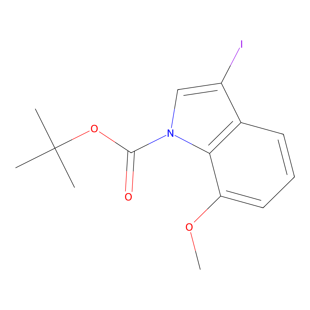 tert-Butyl 3-iodo-7-methoxy-1H-indole-1-carboxylate molecular structure, CAS 1823500-38-4