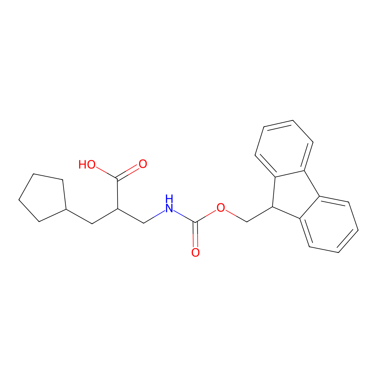 2-(cyclopentylmethyl)-3-({[(9H-fluoren-9-yl)methoxy]carbonyl}amino)propanoic acid molecular structure, CAS 1823505-47-0