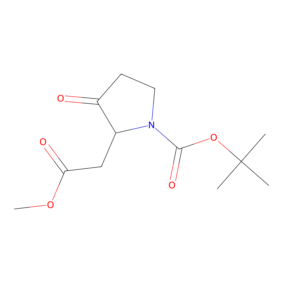 2-Methoxycarbonylmethyl-3-oxo-pyrrolidine-1-carboxylic acid tert-butyl ester molecular structure, CAS 1823506-23-5