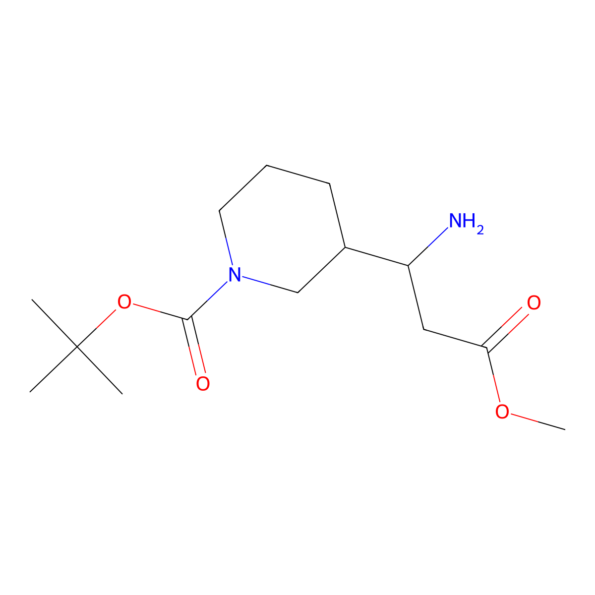 tert-Butyl 3-(1-amino-3-methoxy-3-oxopropyl)piperidine-1-carboxylate molecular structure, CAS 1823506-74-6
