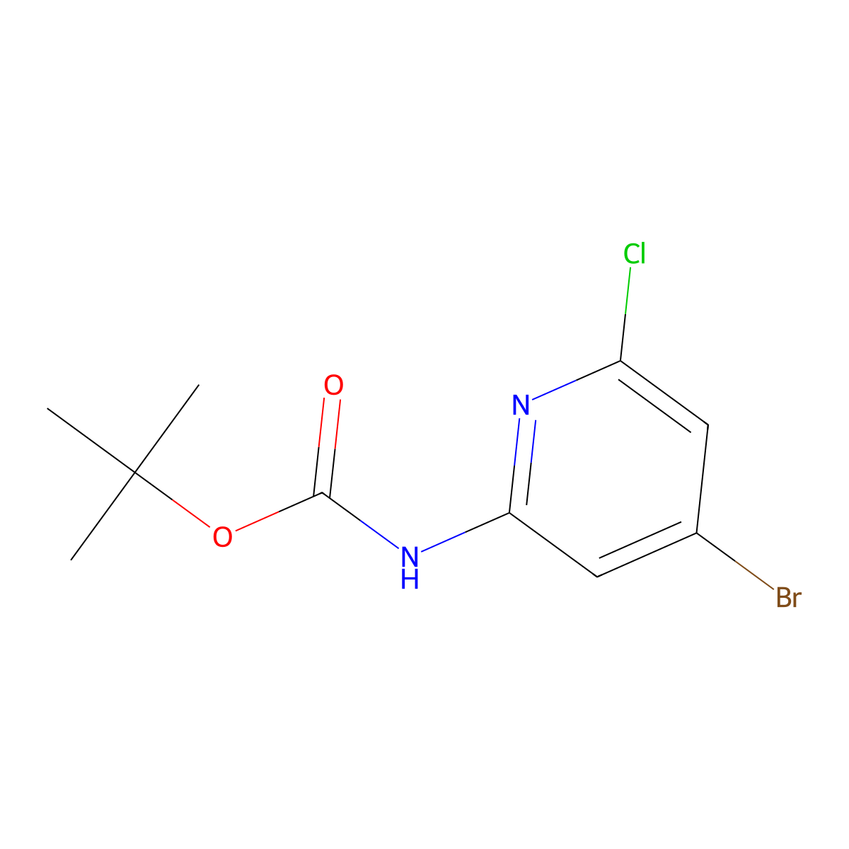 tert-Butyl (4-bromo-6-chloropyridin-2-yl)carbamate molecular structure, CAS 1823510-75-3