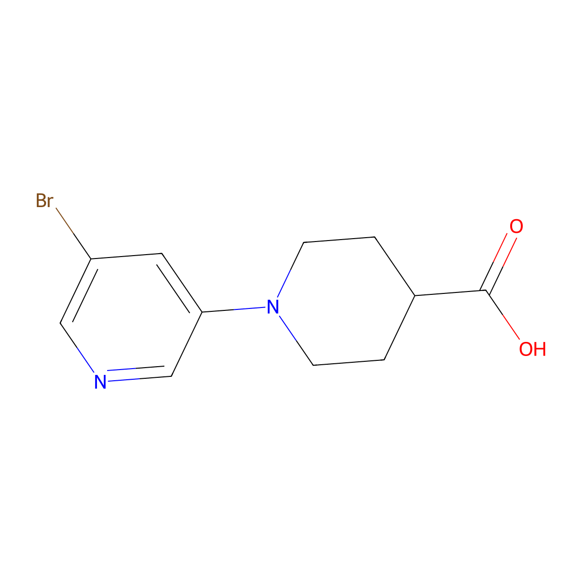 1-(5-Bromopyridin-3-yl)piperidine-4-carboxylic acid molecular structure, CAS 1823511-42-7