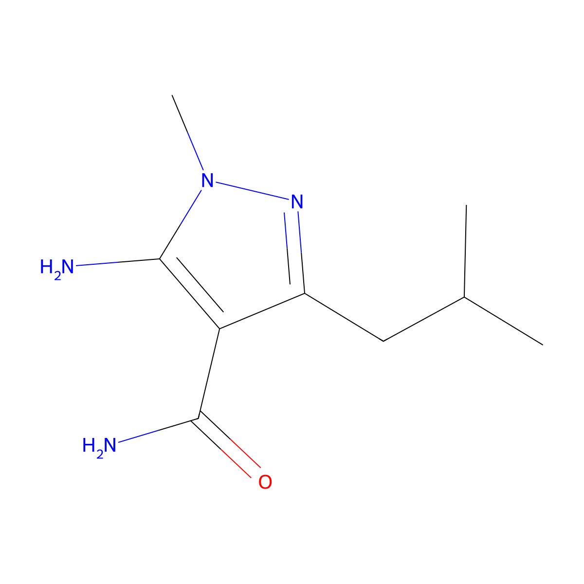 5-Amino-3-isobutyl-1-methyl-1H-pyrazole-4-carboxamide molecular structure, CAS 1823513-58-1