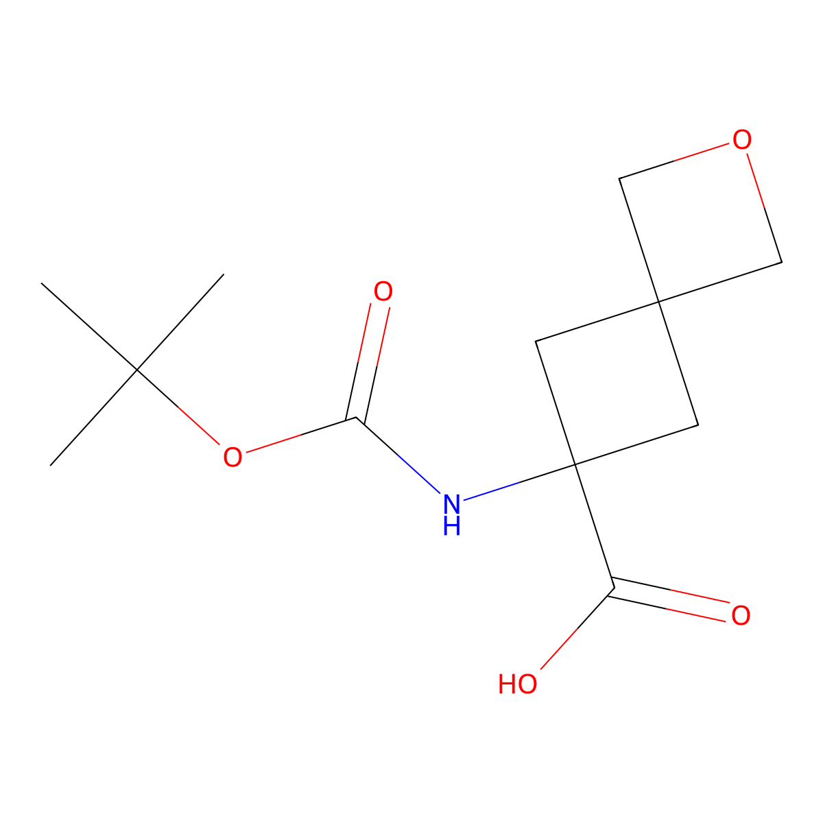 6-((Tert-butoxycarbonyl)amino)-2-oxaspiro[3.3]heptane-6-carboxylic acid molecular structure, CAS 1823515-64-5