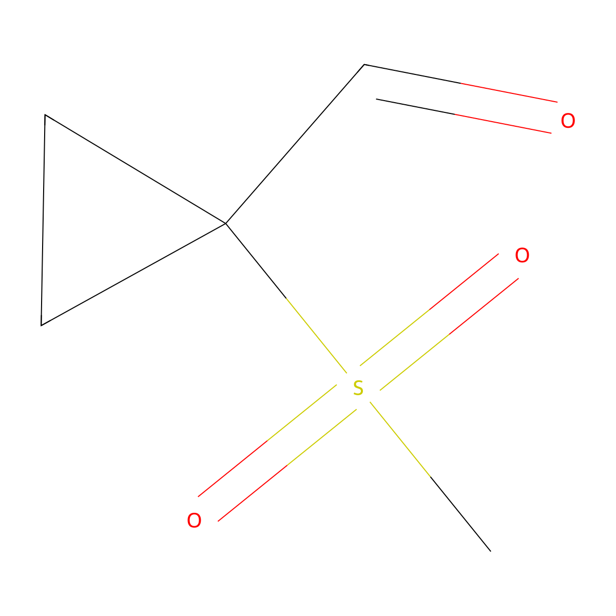 1-Methanesulfonylcyclopropane-1-carbaldehyde molecular structure, CAS 1823516-91-1