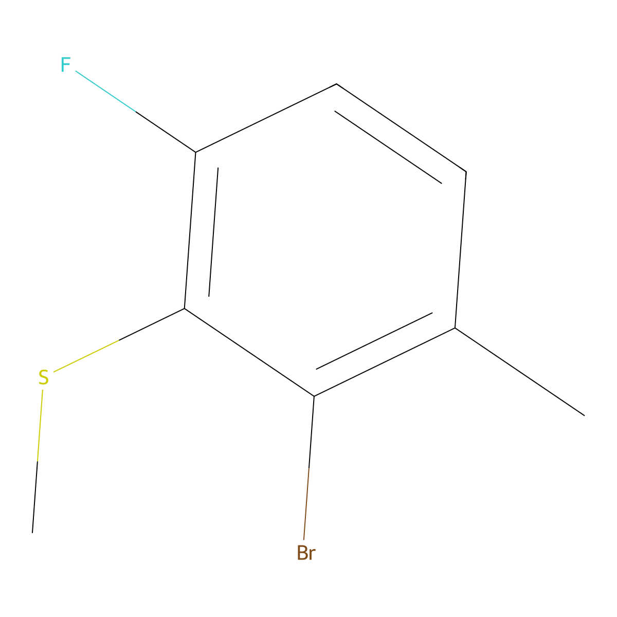 (2-Bromo-6-fluoro-3-methylphenyl)(methyl)sulfane molecular structure, CAS 1823520-30-4