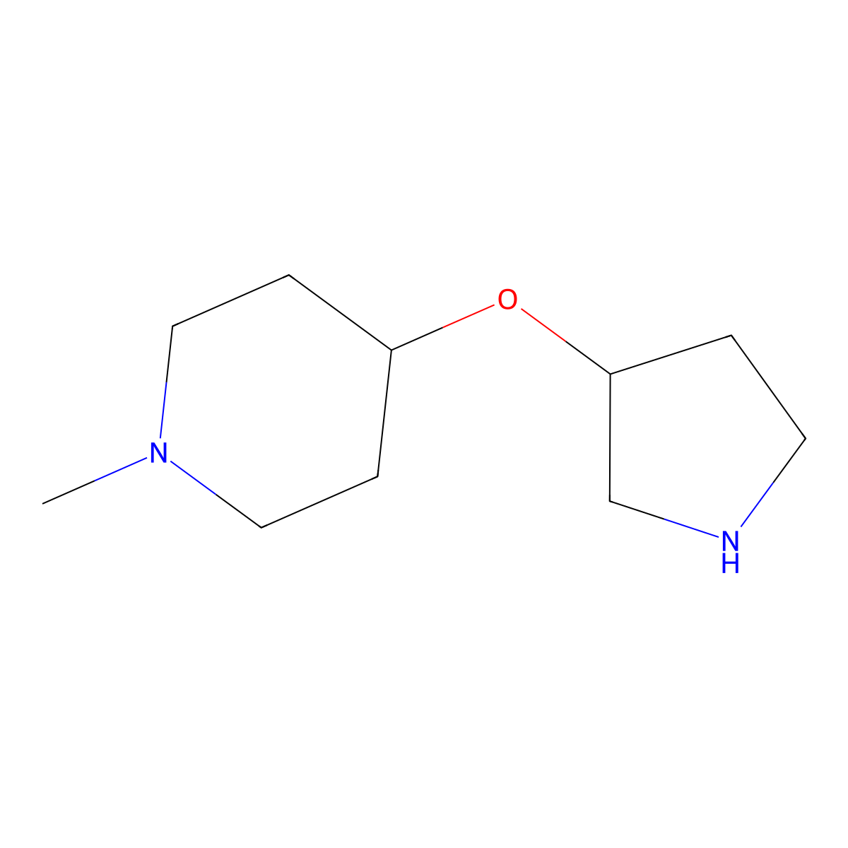 1-Methyl-4-(pyrrolidin-3-yloxy)piperidine dihydrochloride molecular structure, CAS 1823522-07-1