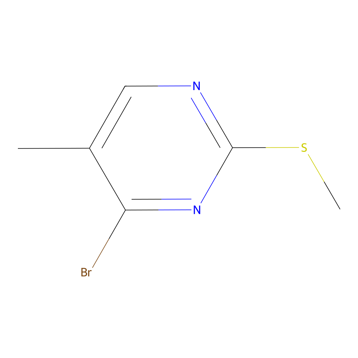 4-Bromo-5-methyl-2-(methylthio)pyrimidine molecular structure, CAS 1823532-08-6
