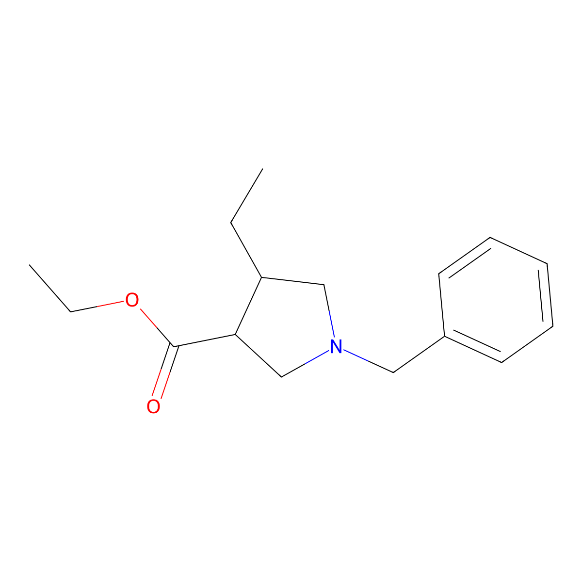 Ethyl 4-ethyl-1-(phenylmethyl)-trans-3-pyrrolidinecarboxylate molecular structure, CAS 1823540-45-9