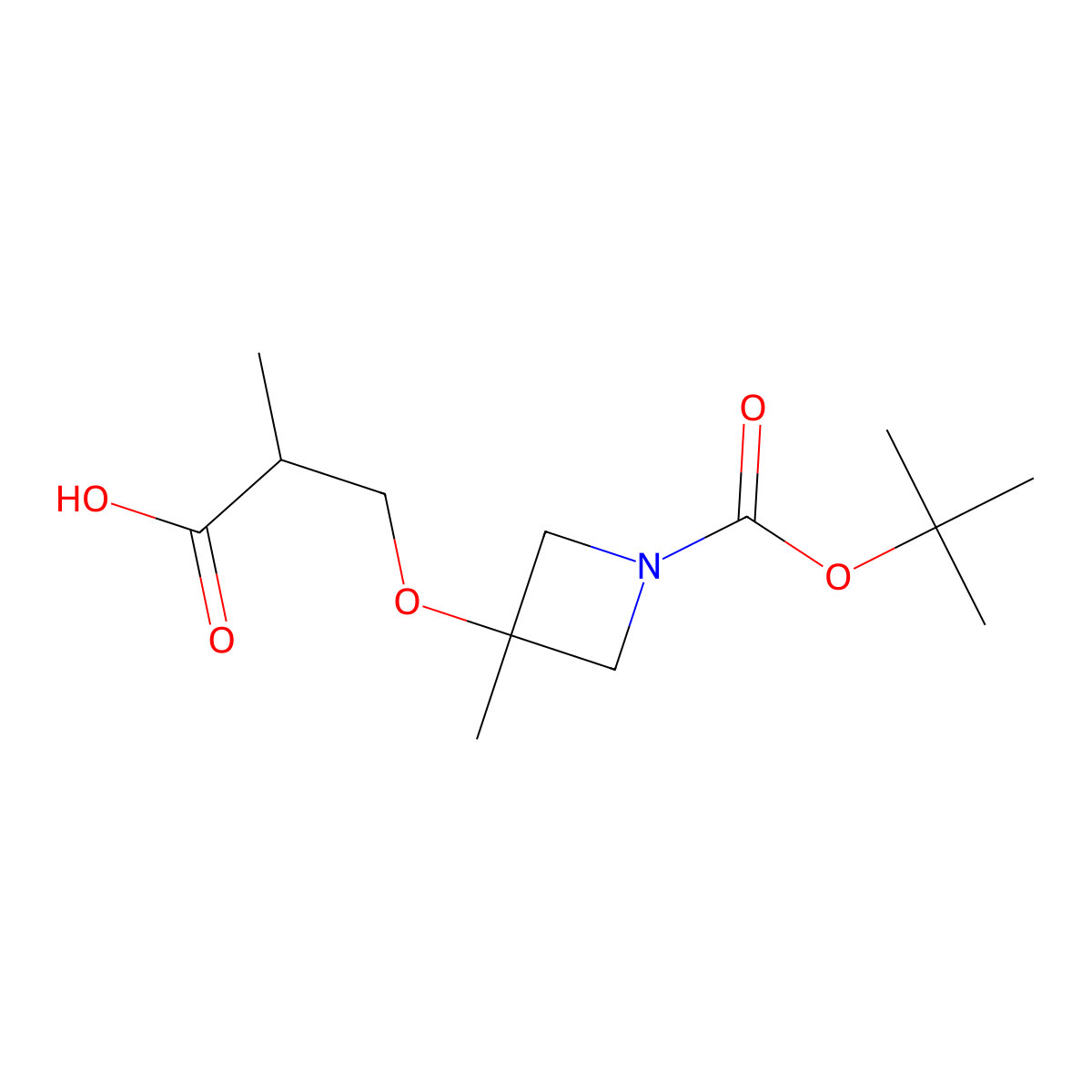 3-({1-[(Tert-butoxy)carbonyl]-3-methylazetidin-3-yl}oxy)-2-methylpropanoic acid molecular structure, CAS 1823543-94-7