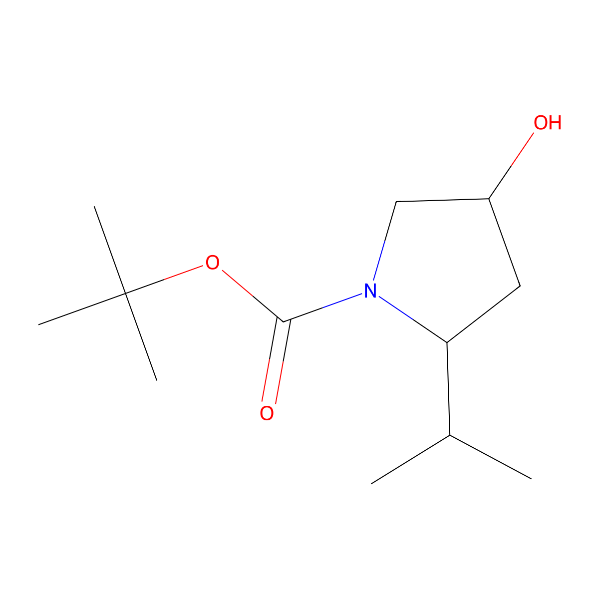 Tert-butyl 4-hydroxy-2-(propan-2-yl)pyrrolidine-1-carboxylate molecular structure, CAS 1823546-82-2