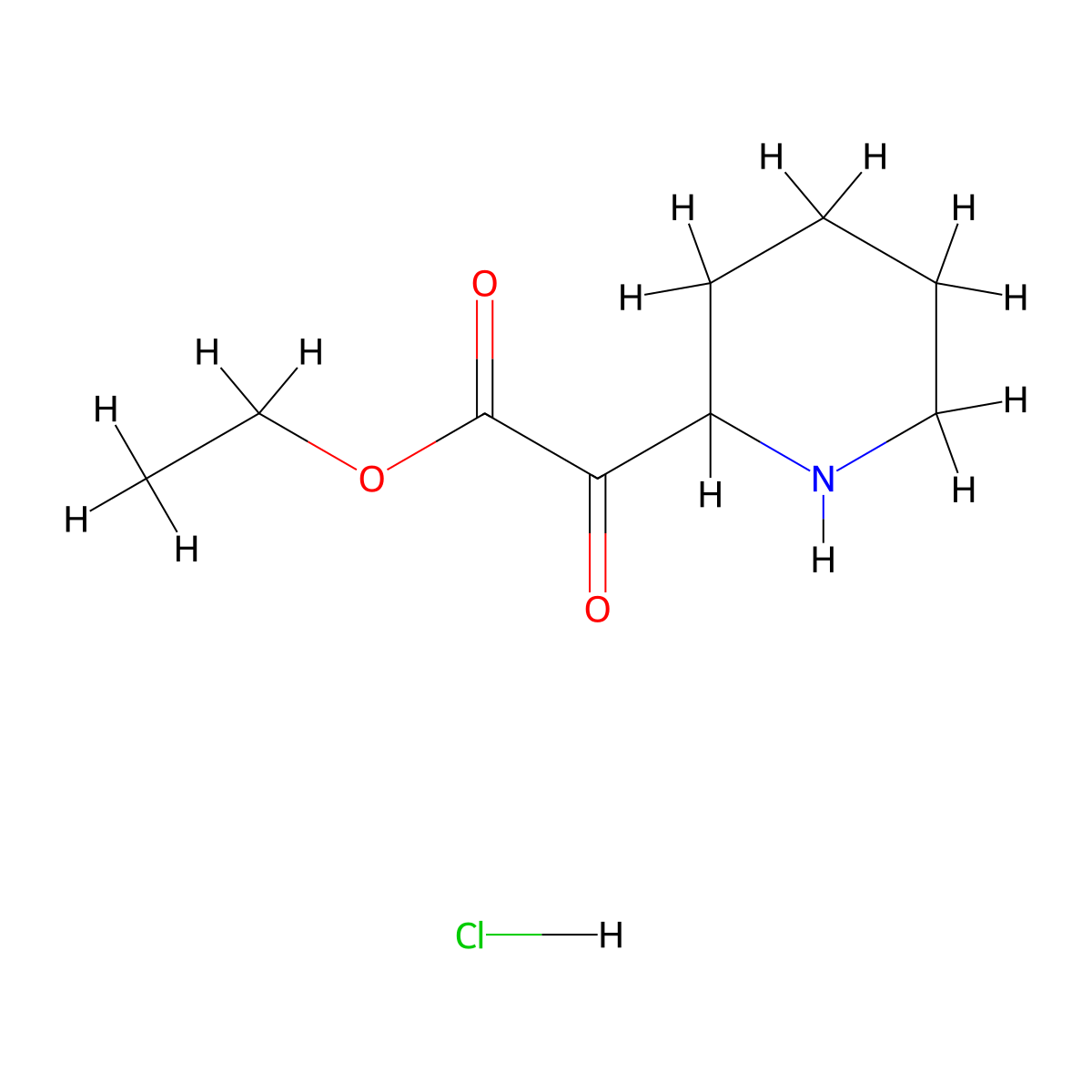 Ethyl oxo(piperidin-2-yl)acetate hydrochloride molecular structure, CAS 1823547-10-9