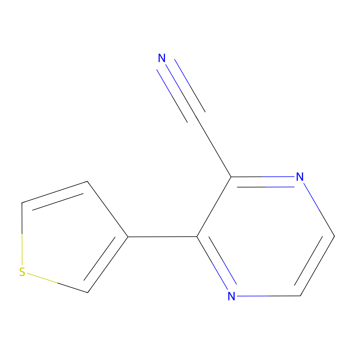 3-(Thiophen-3-yl)pyrazine-2-carbonitrile molecular structure, CAS 1823547-91-6
