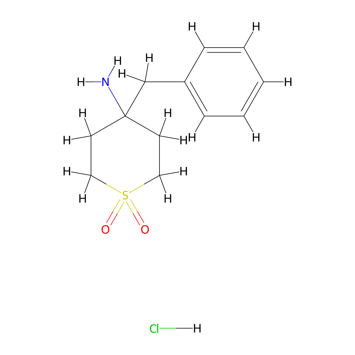 4-Amino-4-benzyl-1Lambda(6)-thiane-1,1-dione hydrochloride molecular structure, CAS 1823548-94-2