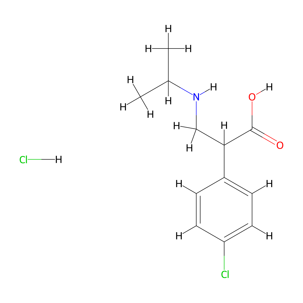 2-(4-Chlorophenyl)-3-(isopropylamino)propanoic acid hydrochloride molecular structure, CAS 1823549-81-0