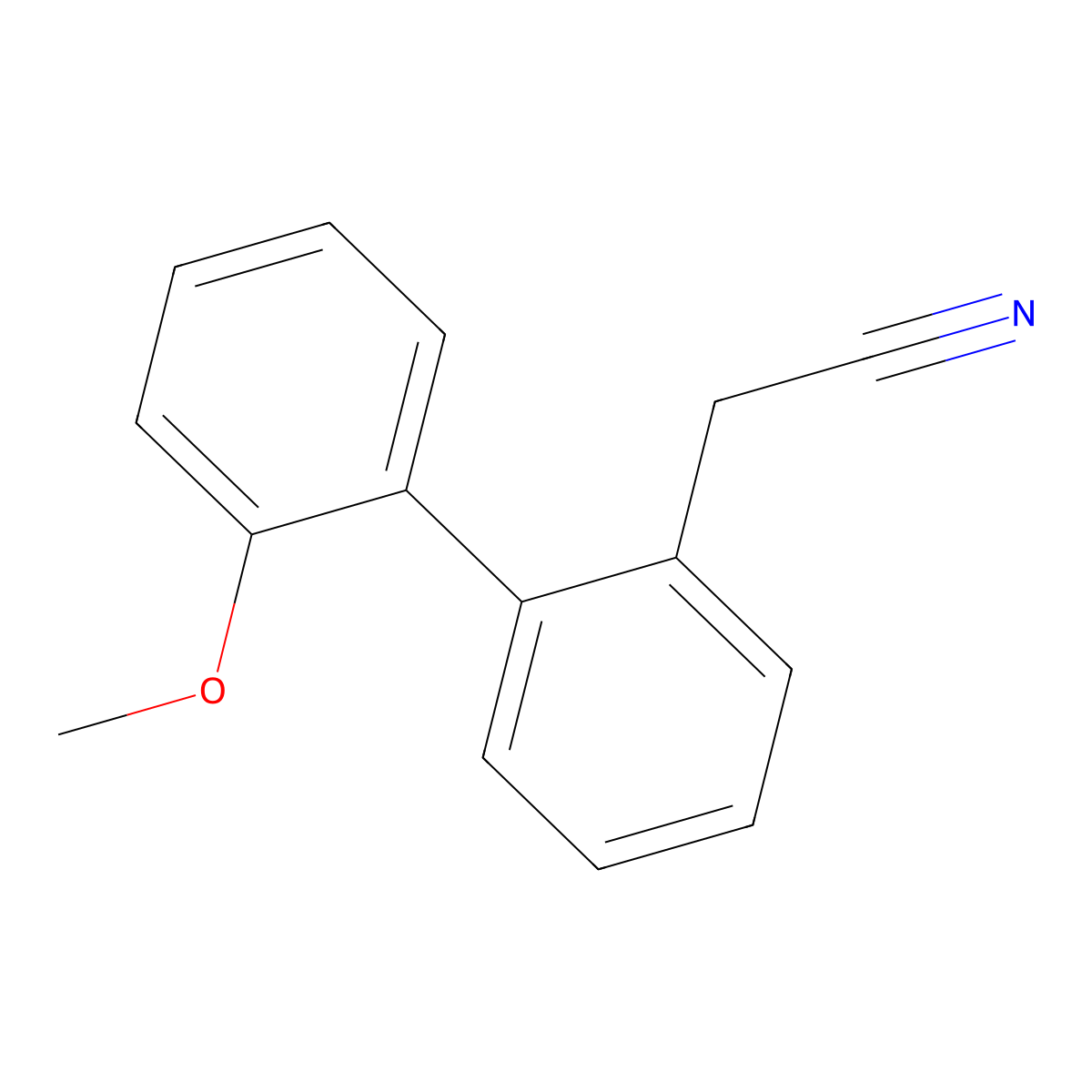 2-(2'-Methoxy-[1,1'-biphenyl]-2-yl)acetonitrile molecular structure, CAS 182355-36-8