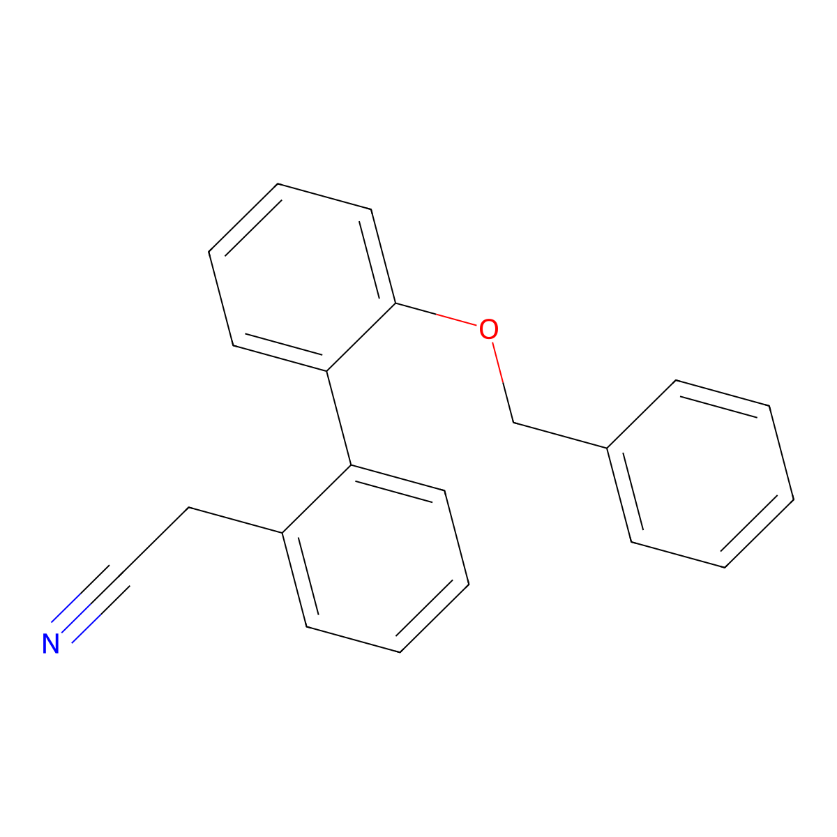 2-(2'-(Benzyloxy)-[1,1'-biphenyl]-2-yl)acetonitrile molecular structure, CAS 182355-37-9