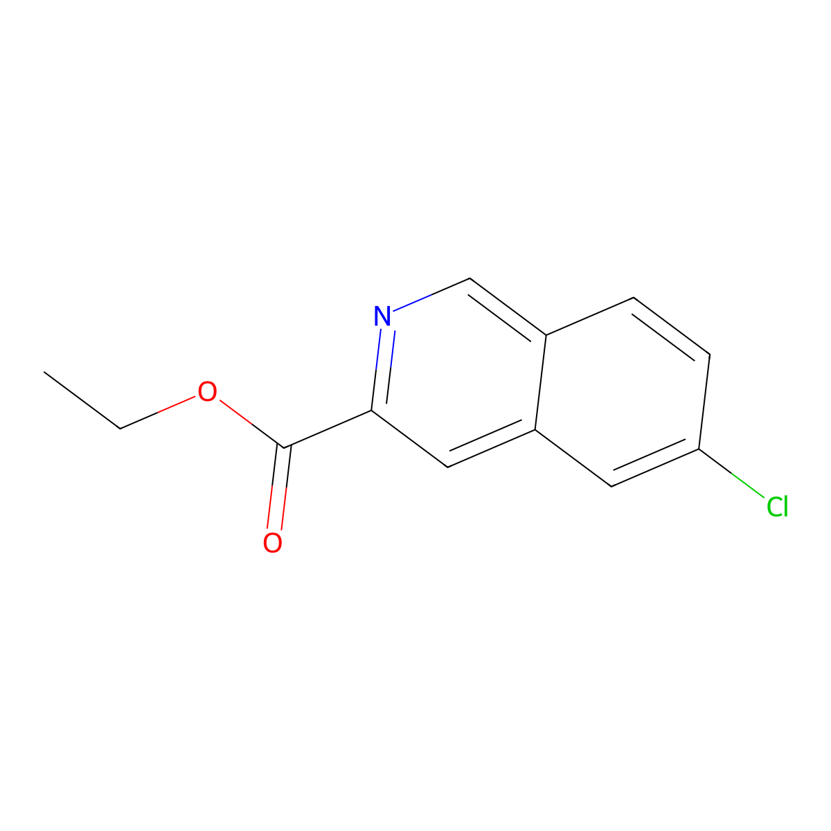 Ethyl 6-chloroisoquinoline-3-carboxylate molecular structure, CAS 1823552-72-2