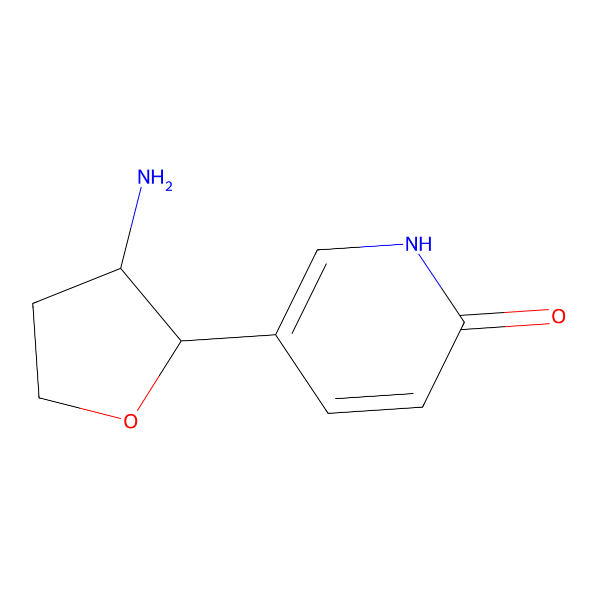 5-(3-Aminooxolan-2-yl)-1,2-dihydropyridin-2-one molecular structure, CAS 1823556-73-5