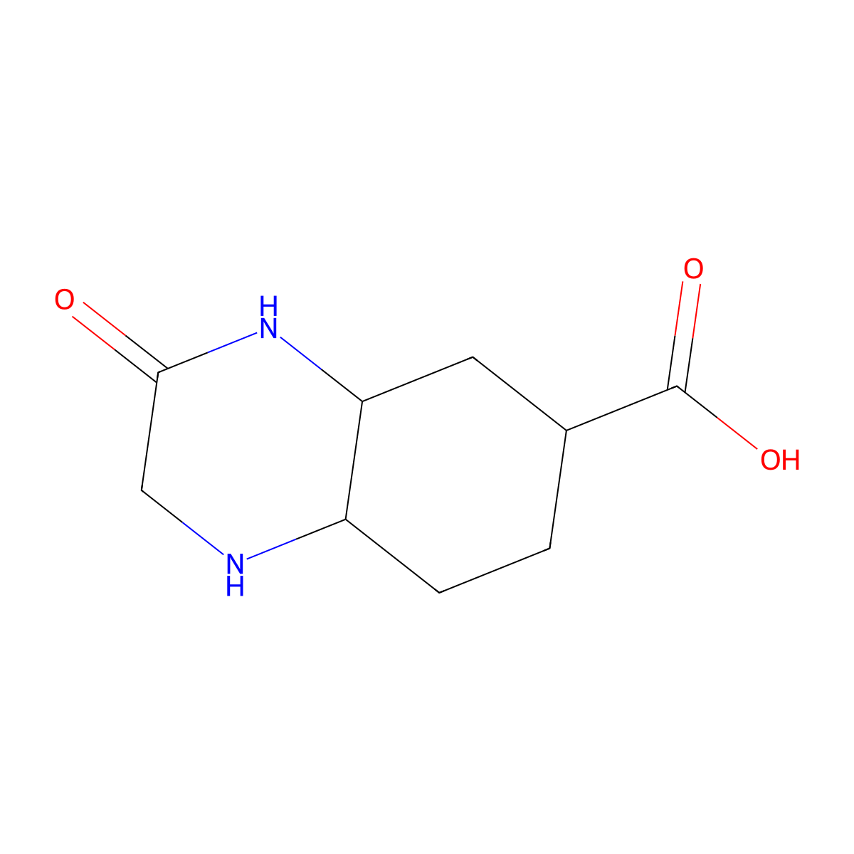 3-Oxo-decahydroquinoxaline-6-carboxylic acid molecular structure, CAS 1823557-20-5