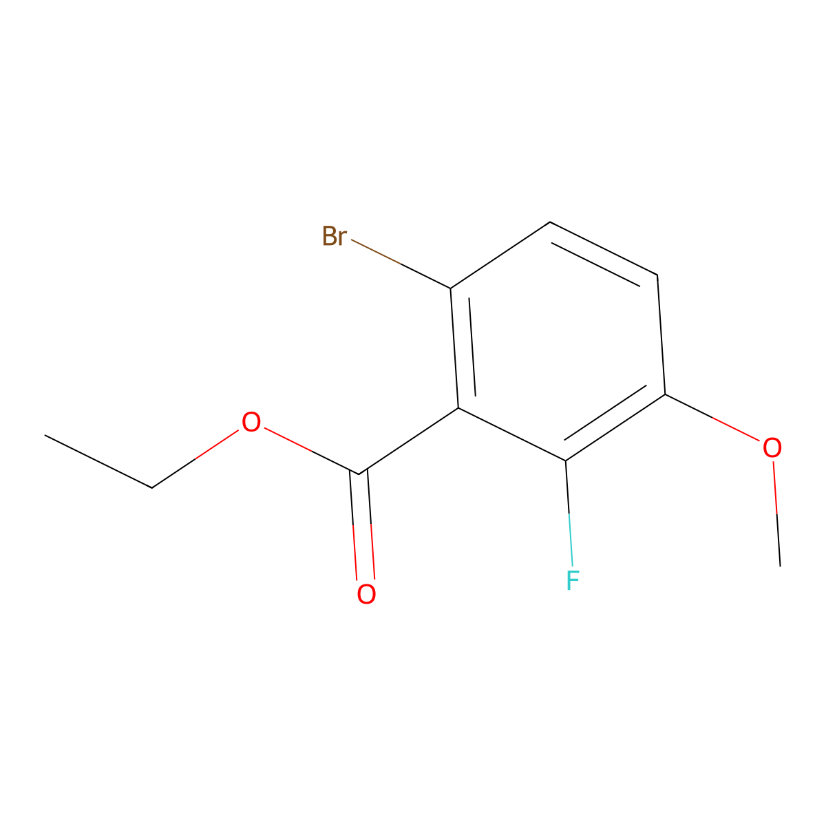 Ethyl 6-bromo-2-fluoro-3-methoxybenzoate molecular structure, CAS 1823558-41-3