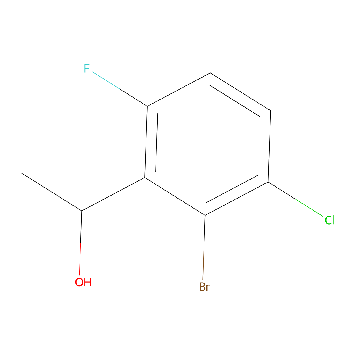 1-(2-Bromo-3-chloro-6-fluorophenyl)ethanol molecular structure, CAS 1823559-50-7