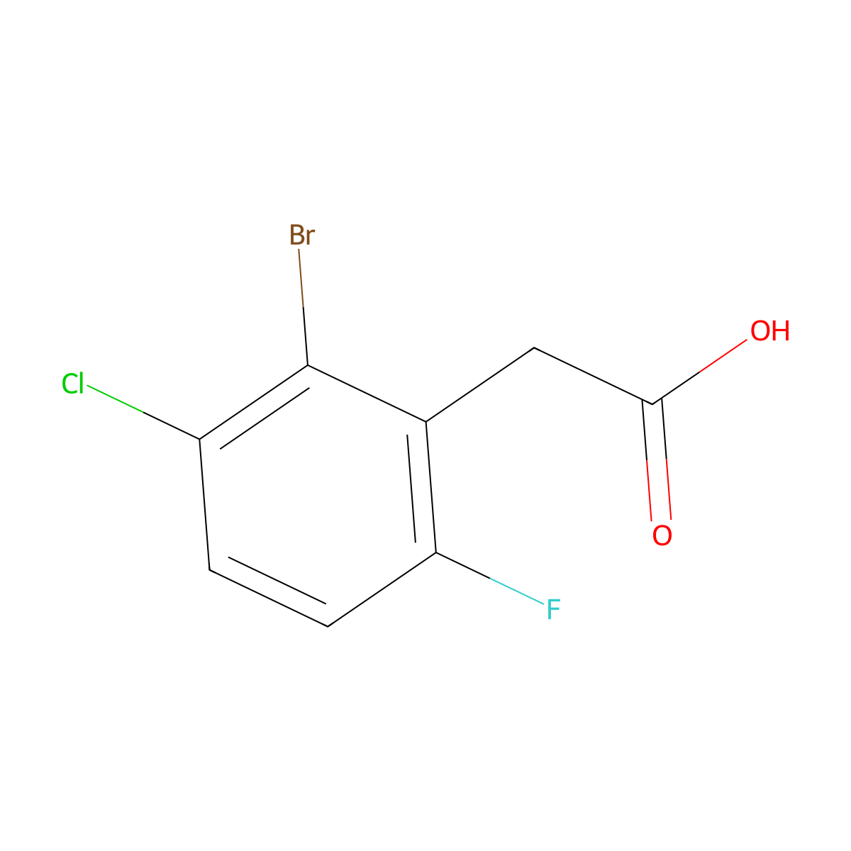 2-(2-Bromo-3-chloro-6-fluorophenyl)acetic acid molecular structure, CAS 1823559-74-5