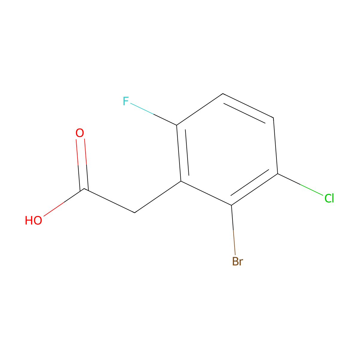 2-(2-Bromo-3-chloro-6-fluorophenyl)acetic acid molecular structure, CAS 1823559-74-5