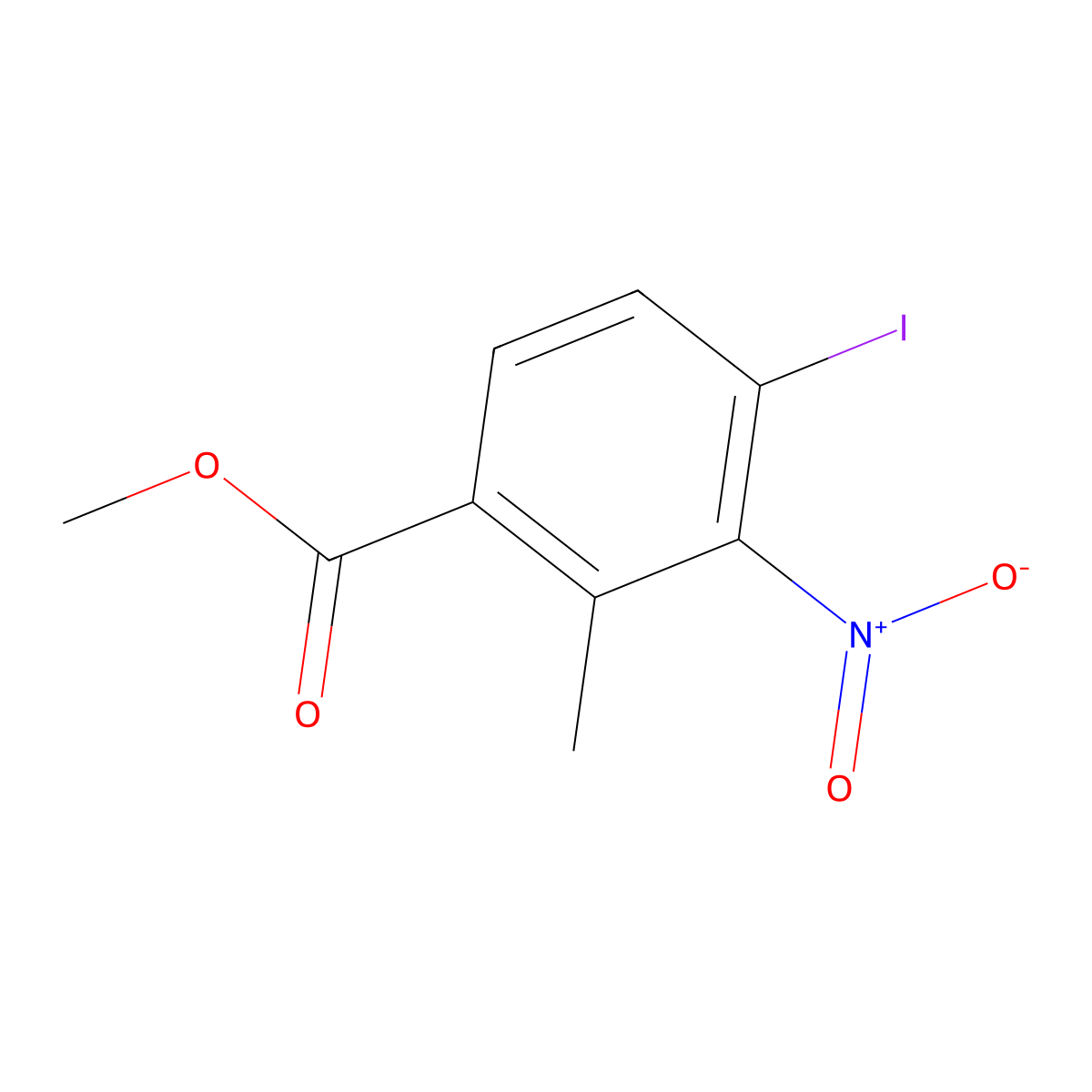 Methyl 4-iodo-2-methyl-3-nitrobenzoate molecular structure, CAS 1823561-98-3