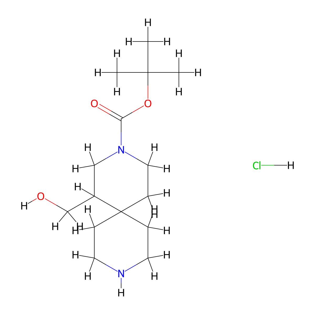 tert-Butyl 1-(hydroxymethyl)-3,9-diazaspiro[5.5]undecane-3-carboxylate hydrochloride molecular structure, CAS 1823562-19-1
