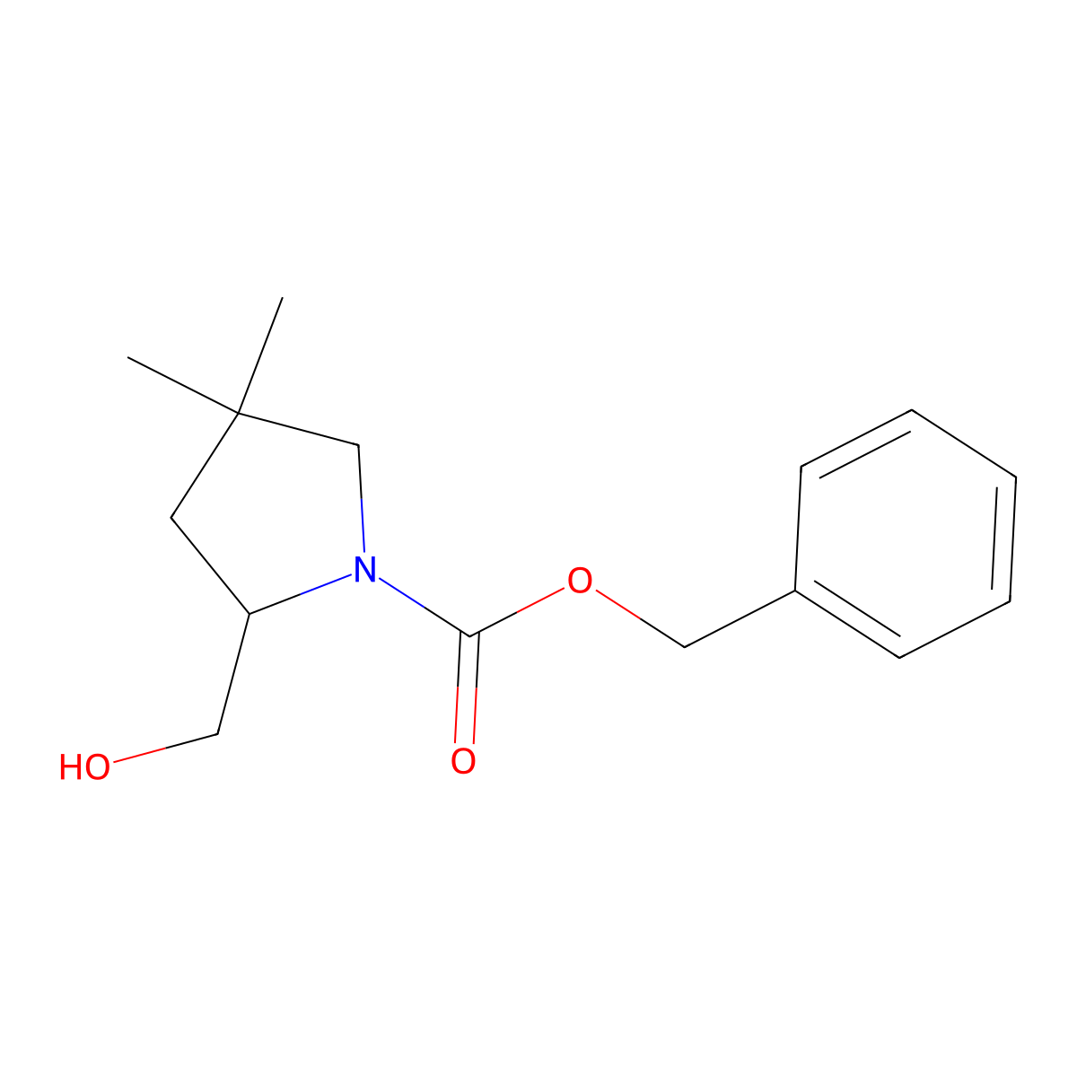 Benzyl 2-(hydroxymethyl)-4,4-dimethylpyrrolidine-1-carboxylate molecular structure, CAS 1823564-51-7