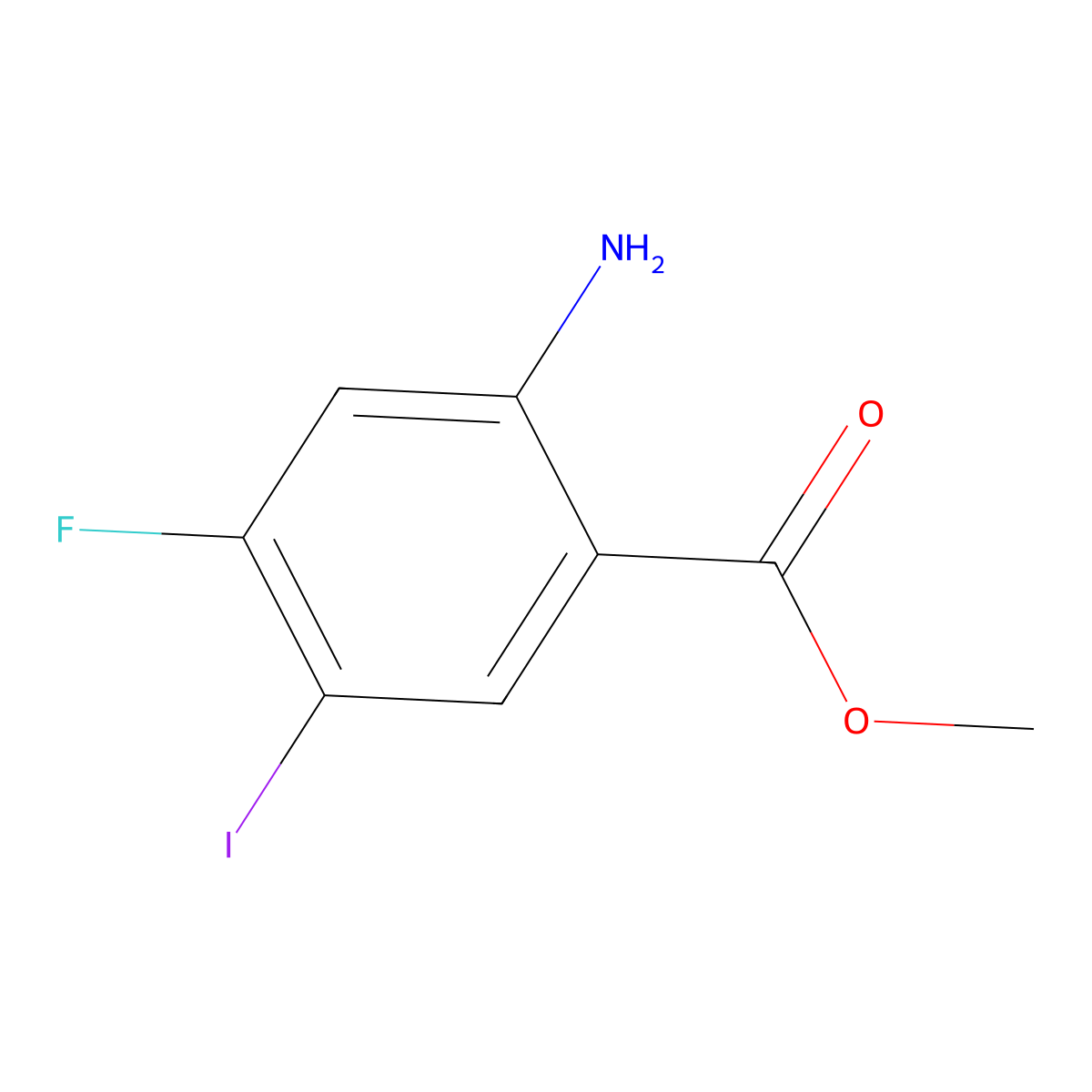 Methyl 2-Amino-4-fluoro-5-iodobenzoate molecular structure, CAS 1823565-63-4