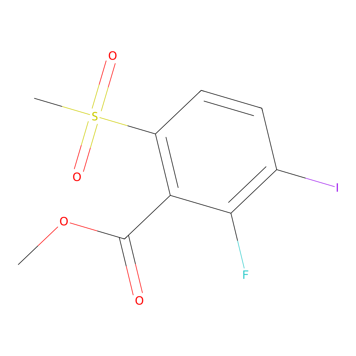 Methyl 2-Fluoro-3-iodo-6-(methylsulfonyl)benzoate molecular structure, CAS 1823565-96-3