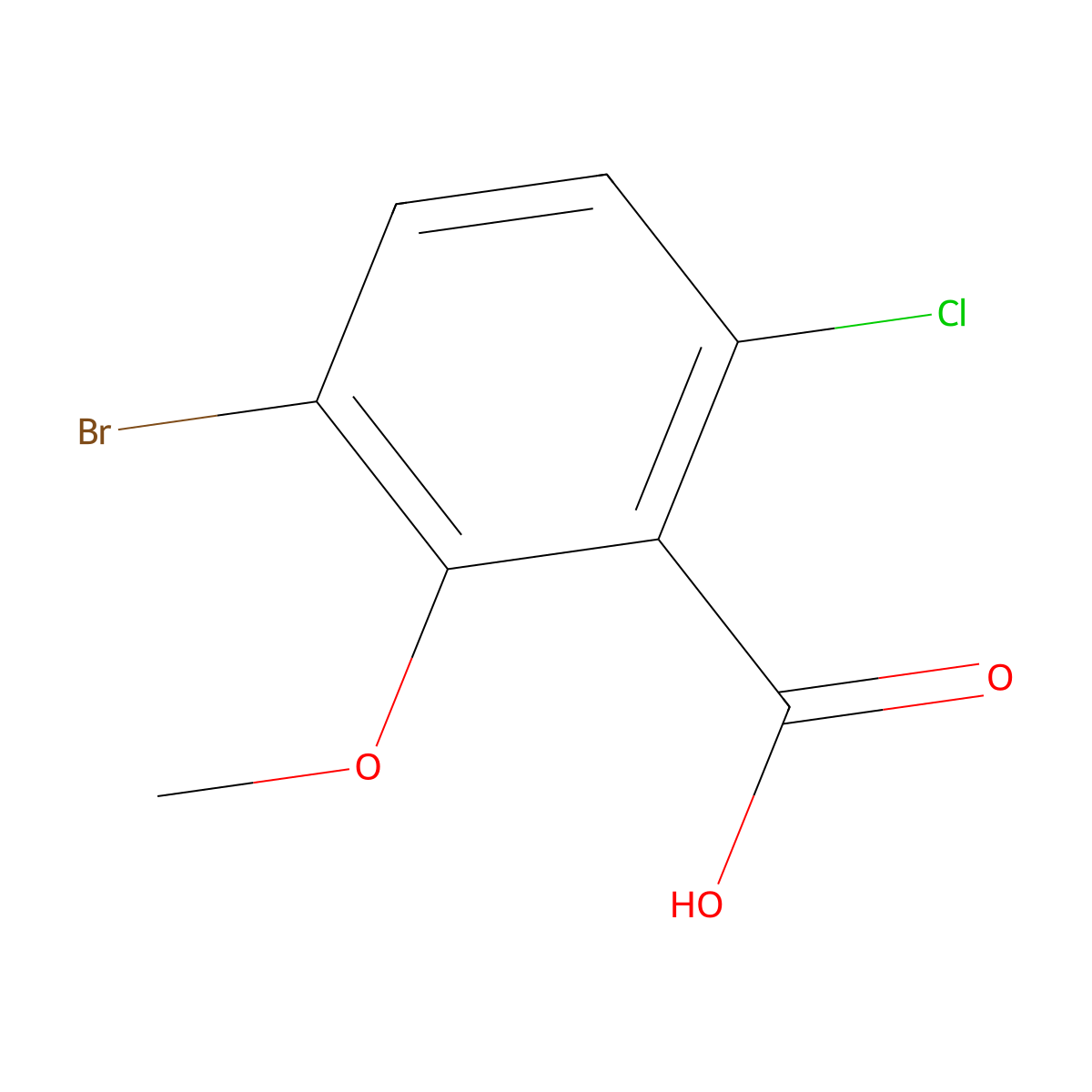 3-Bromo-6-chloro-2-methoxybenzoic acid molecular structure, CAS 1823566-09-1