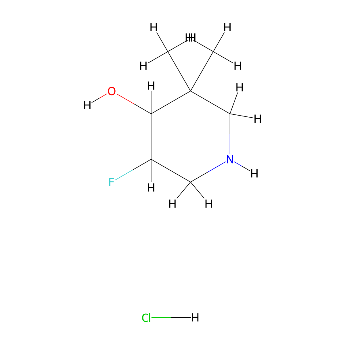 trans-3,3-Dimethyl-5-fluoro-4-hydroxypiperidine hydrochloride molecular structure, CAS 1823571-52-3