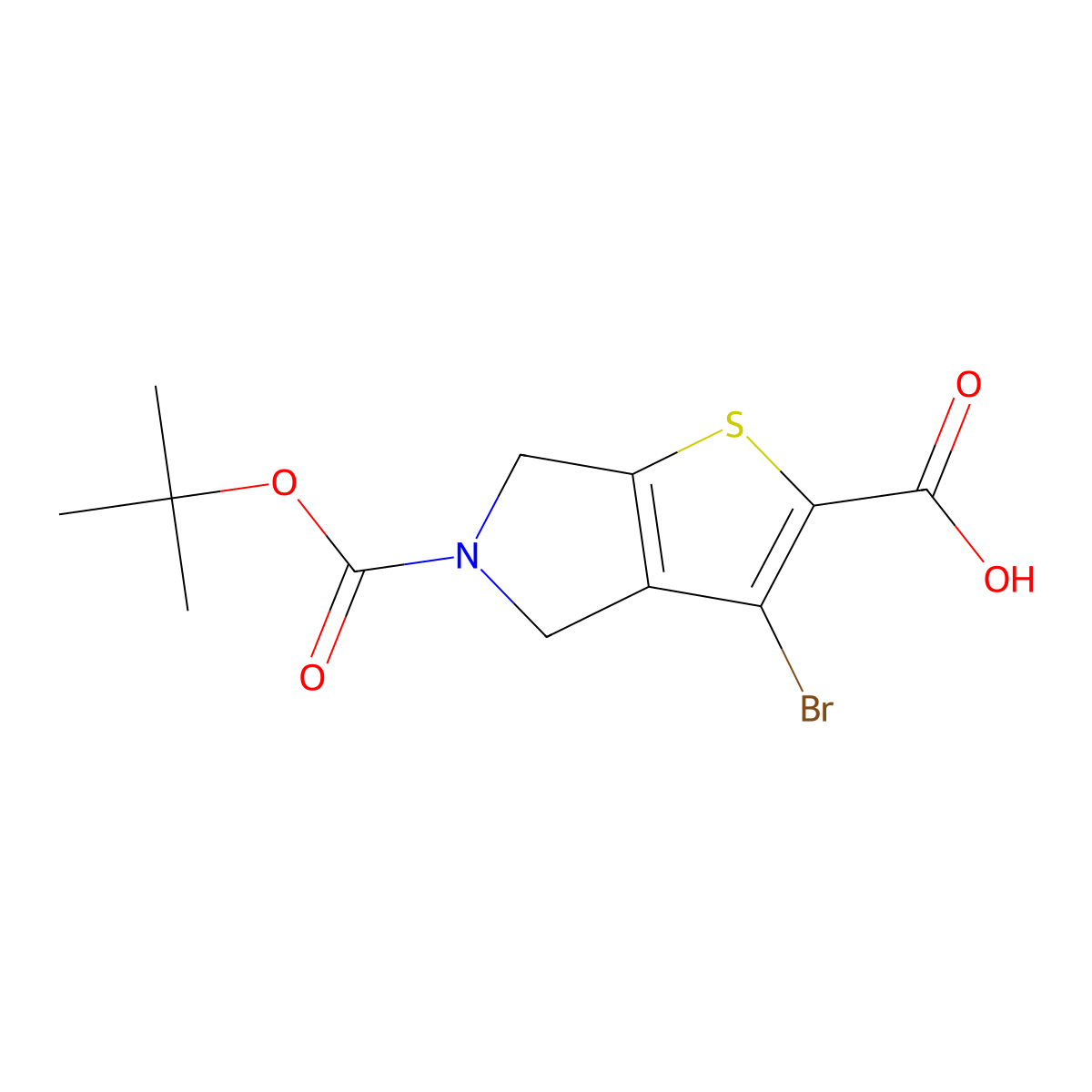 3-bromo-5-[(tert-butoxy)carbonyl]-4H,5H,6H-thieno[2,3-c]pyrrole-2-carboxylic acid molecular structure, CAS 1823574-52-2
