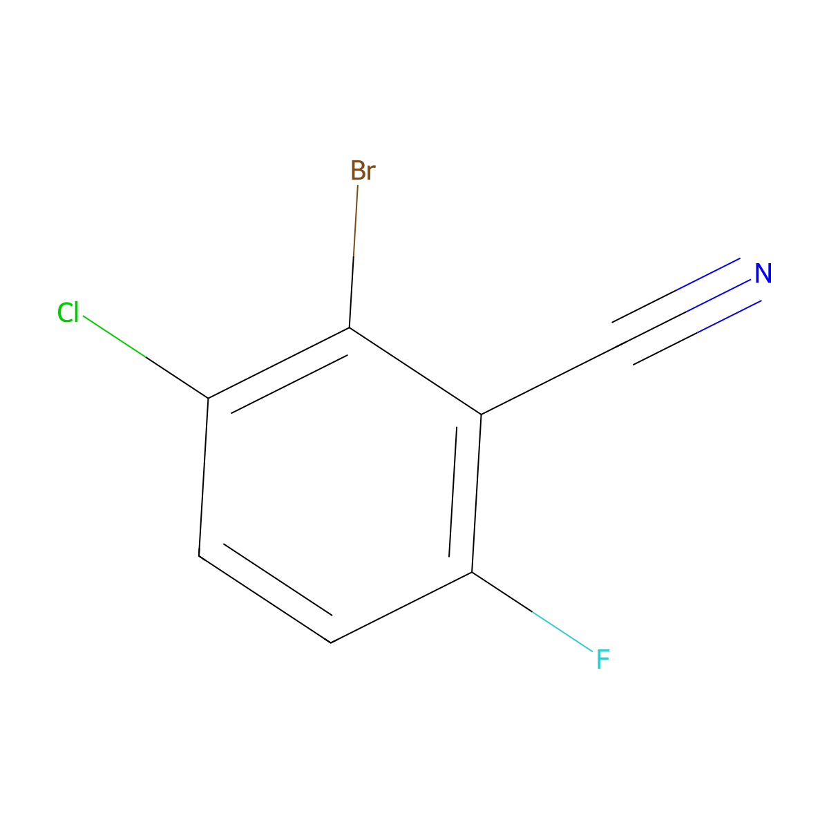 2-Bromo-3-chloro-6-fluorobenzonitrile molecular structure, CAS 1823576-81-3