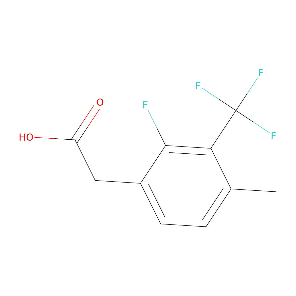 2-Fluoro-4-methyl-3-(trifluoromethyl)phenylacetic acid molecular structure, CAS 1823577-71-4