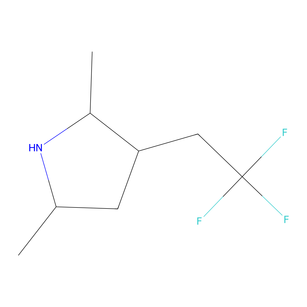 2,5-Dimethyl-3-(2,2,2-trifluoroethyl)pyrrolidine molecular structure, CAS 1823577-83-8