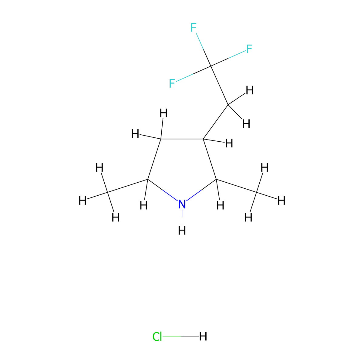 2,5-Dimethyl-3-(2,2,2-trifluoroethyl)pyrrolidine hydrochloride molecular structure, CAS 1823577-84-9