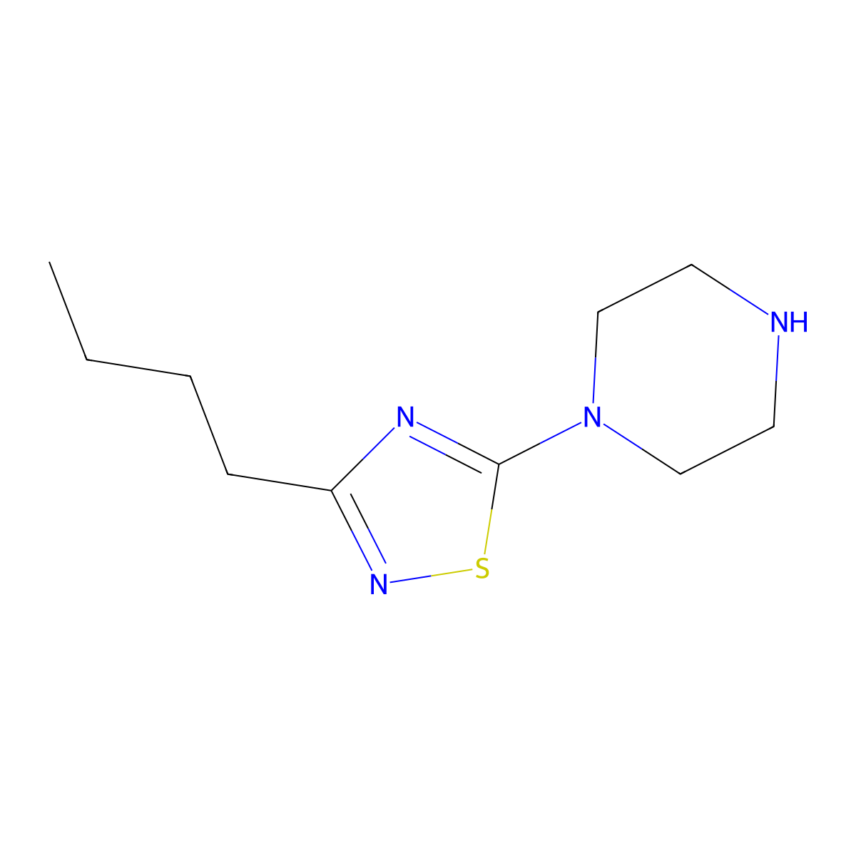 1-(3-Butyl-1,2,4-thiadiazol-5-yl)piperazine molecular structure, CAS 1823580-40-0