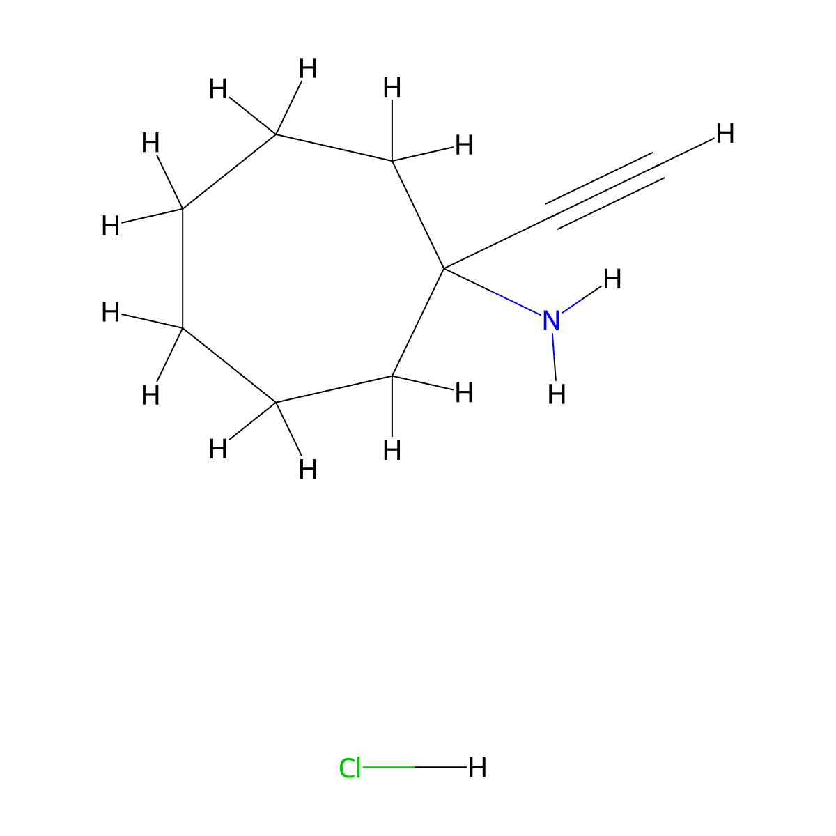 1-Ethynylcycloheptan-1-aminehydrochloride molecular structure, CAS 1823581-60-7