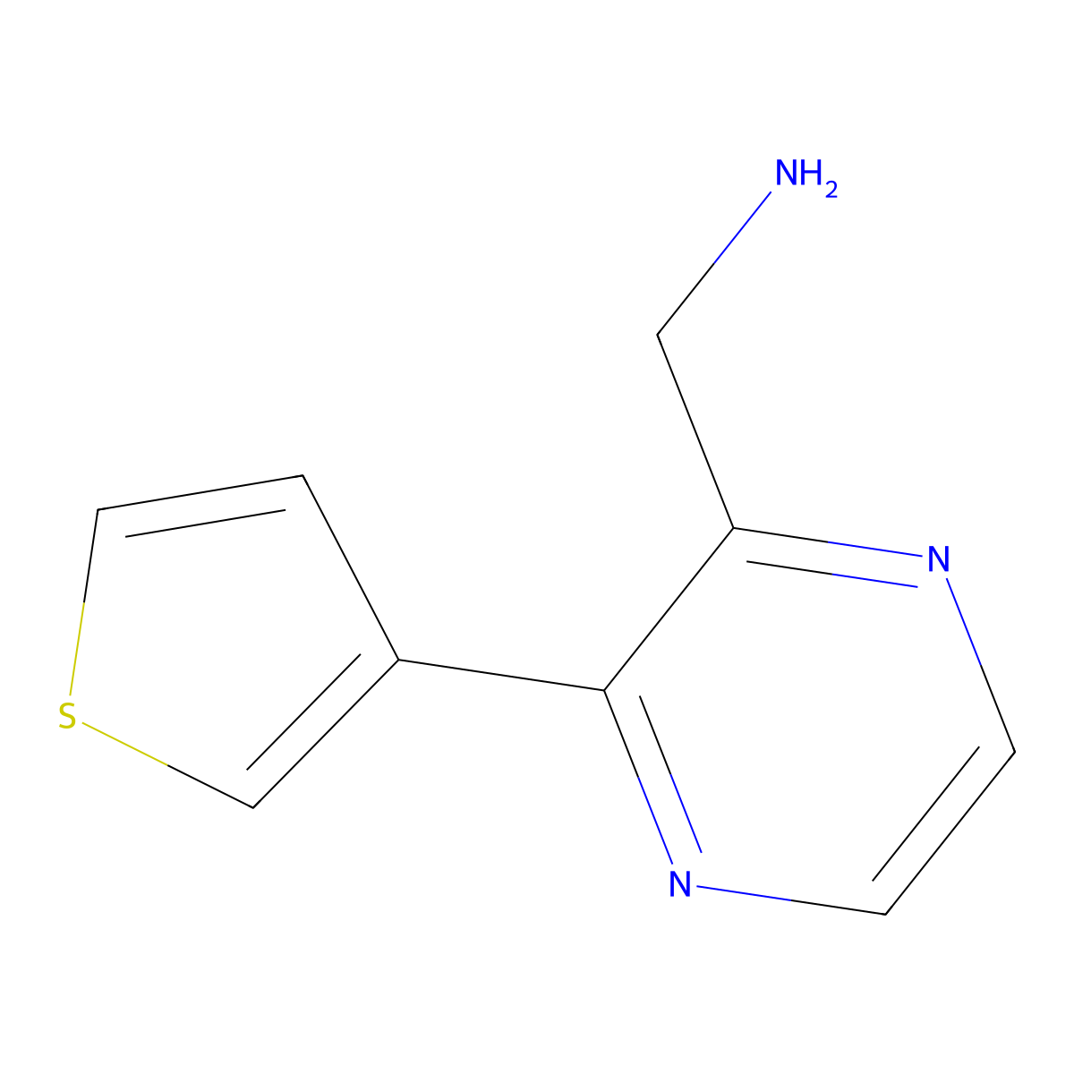 (3-(Thiophen-3-yl)pyrazin-2-yl)methanamine molecular structure, CAS 1823582-11-1
