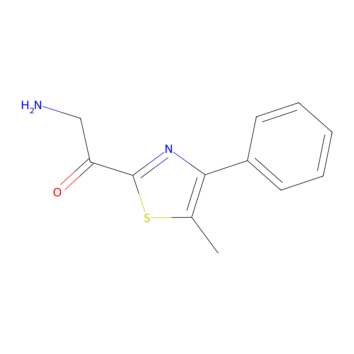 2-Aminoacetyl-5-methyl-4-phenylthiazole molecular structure, CAS 1823582-82-6