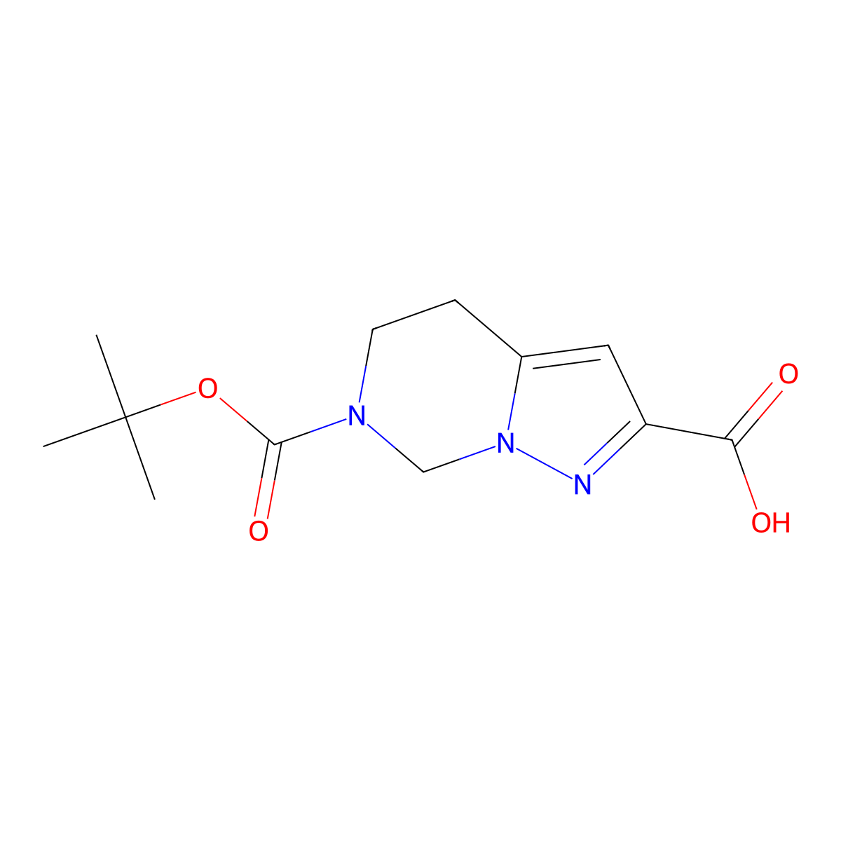 6-tert-butoxycarbonyl-5,7-dihydro-4H-pyrazolo[1,5-c]pyrimidine-2-carboxylic acid molecular structure, CAS 1823583-16-9