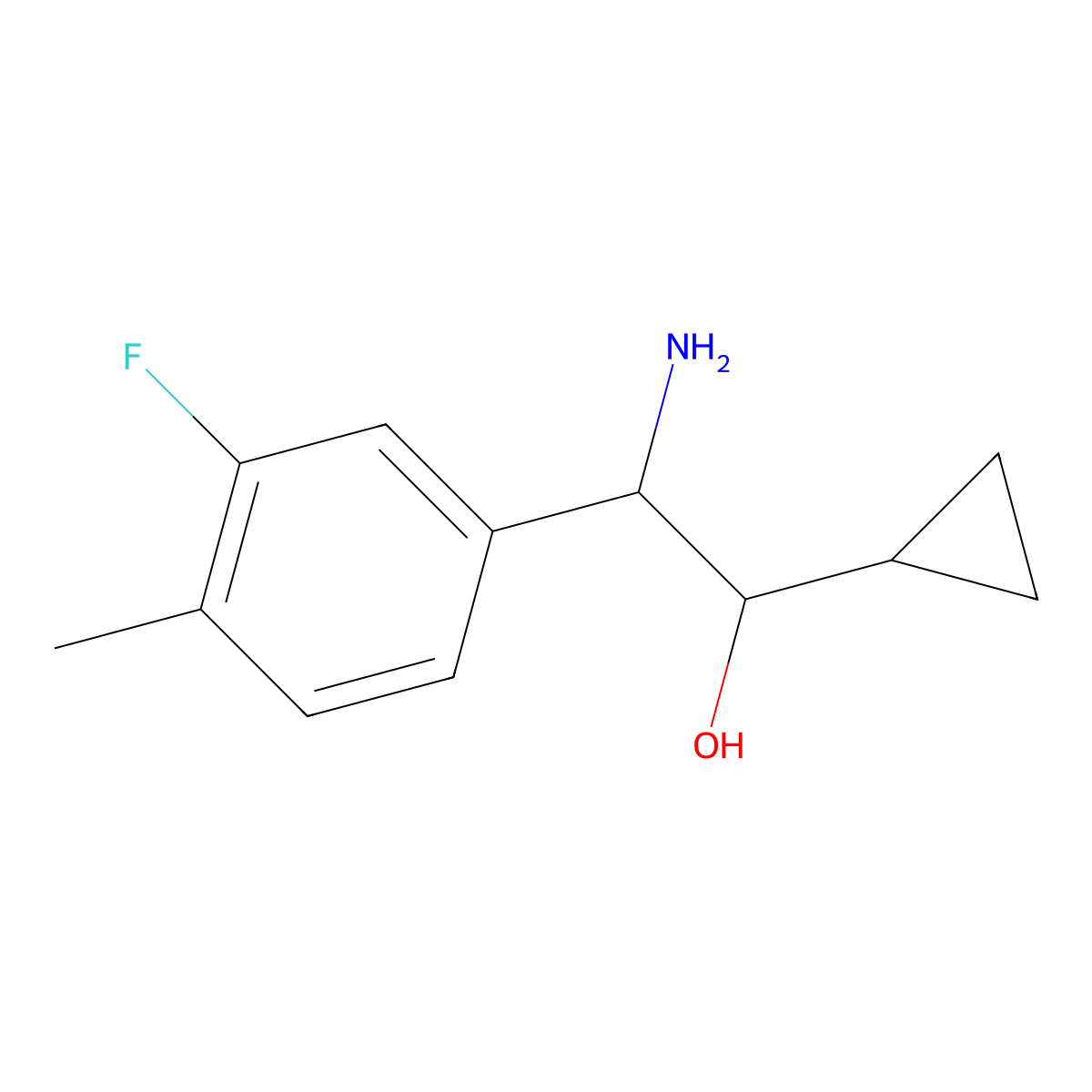 2-Amino-1-cyclopropyl-2-(3-fluoro-4-methylphenyl)ethan-1-ol molecular structure, CAS 1823584-06-0